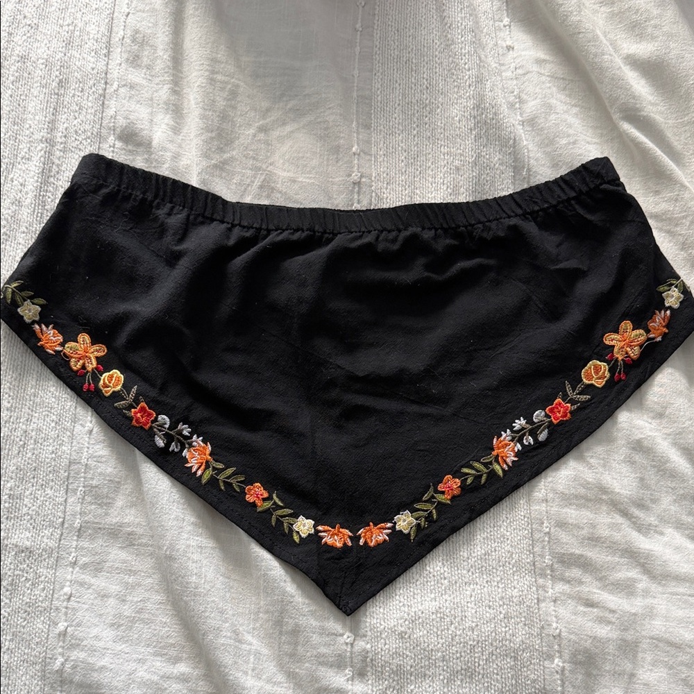 Black Floral Bandeau Top